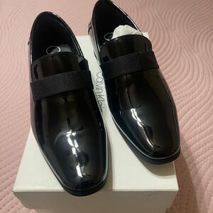 Calvin Klein Men's Glossy Black Slip-On Loafers